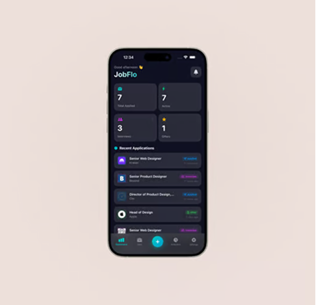 JobFlo native job search pipeline tracker interface mockup for iOS and macOS