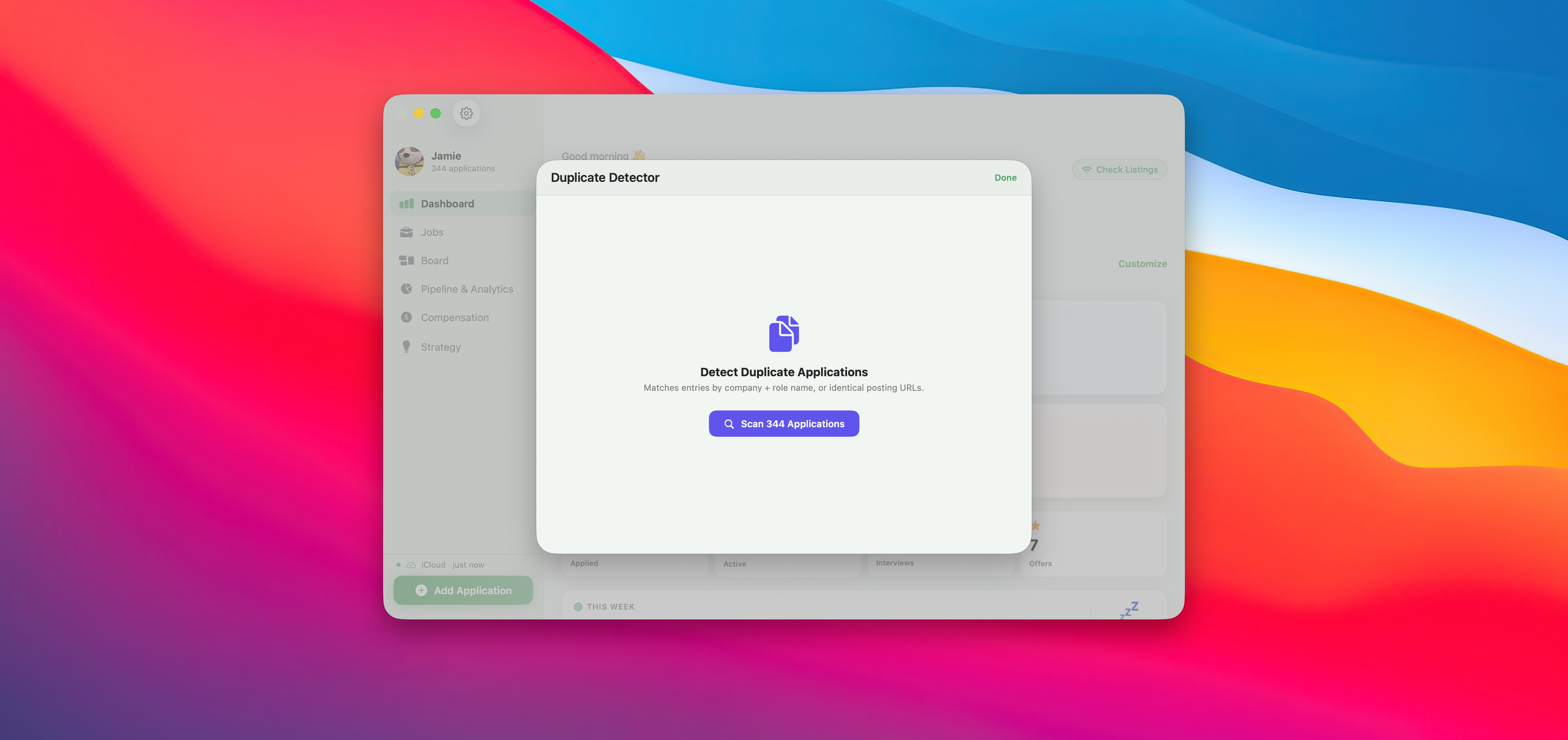 Duplicate detection in JobFlo on macOS
